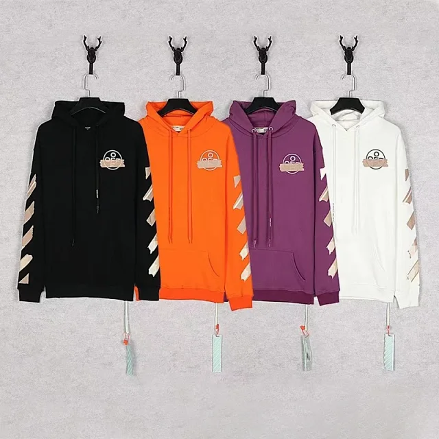 Off-White Hoodies & Sweatshirts Pullover Hoodie with Diagonal Stripe and Crossed-Arrow Prints product detail image 2