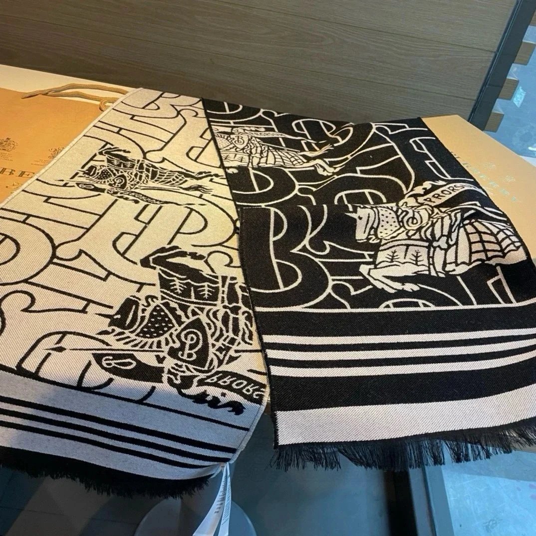 Burberry Scarves Checked scarf with embroidered monogram — 10