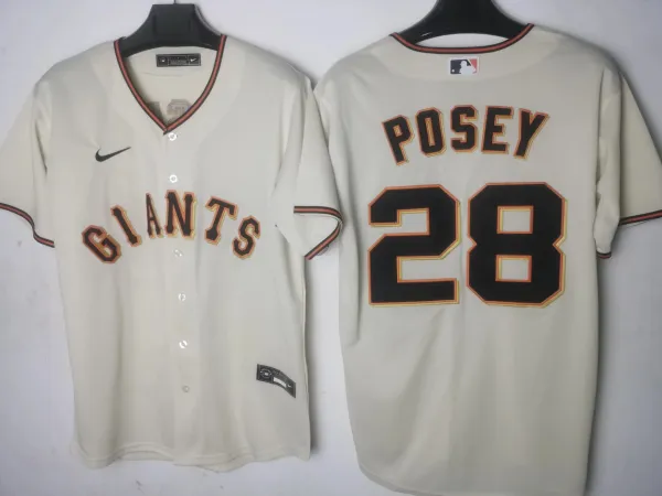 Nike MLB San Francisco Giants Buster Posey #28 Cream Alternate Jersey - 1