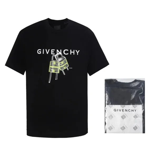 Givenchy Lock Print Black T-Shirt - 1