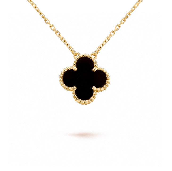 Unbranded Jewelry Four-Leaf Clover Pendant Necklace — 7348-black