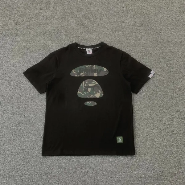A Bathing Ape Camo Face Logo Black T-Shirt - 1