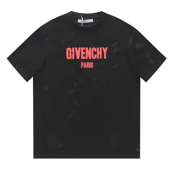 Givenchy Distressed Logo Print Black T-Shirt - 1