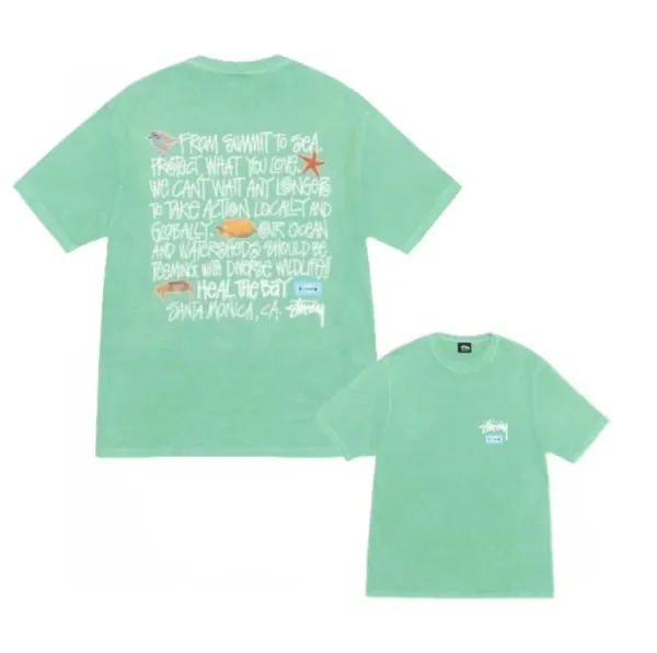 Stüssy x Heal the Bay Summit to Sea Mint Green T-Shirt - 1