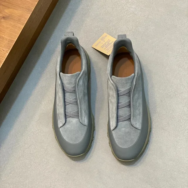 ZEGNA Leather Shoes Triple Stitch Slip-On Sneakers product detail image 3