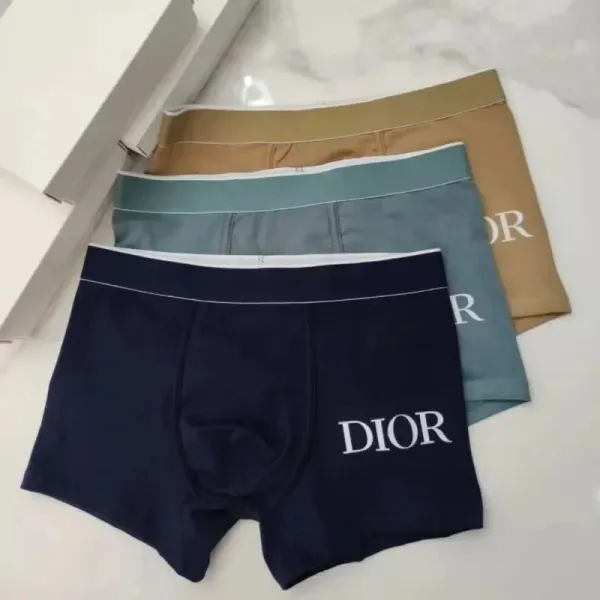 Dior Logo Boxer Briefs Navy Blue, Teal, and Beige Underwear - 1