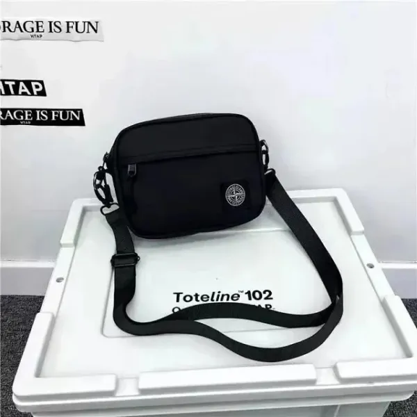 Stone Island Compass Logo Crossbody Bag Black - 1
