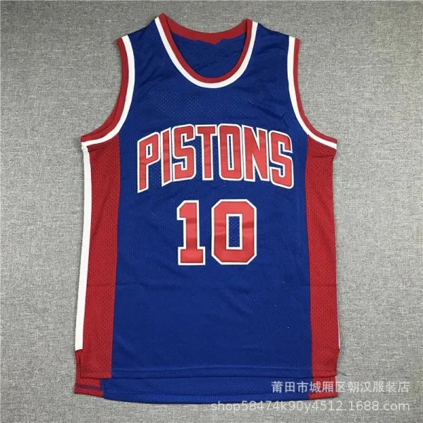 Detroit Pistons #10 Retro Basketball Jersey Blue/Red - 1