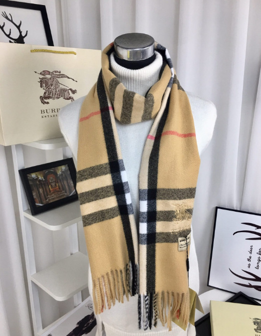 Burberry Scarves Fringed check scarf — A- 7 Yellow