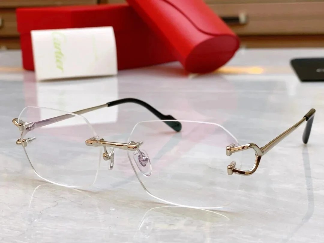 Cartier Eyewear CT0418O Rimless Rectangular Glasses — 1