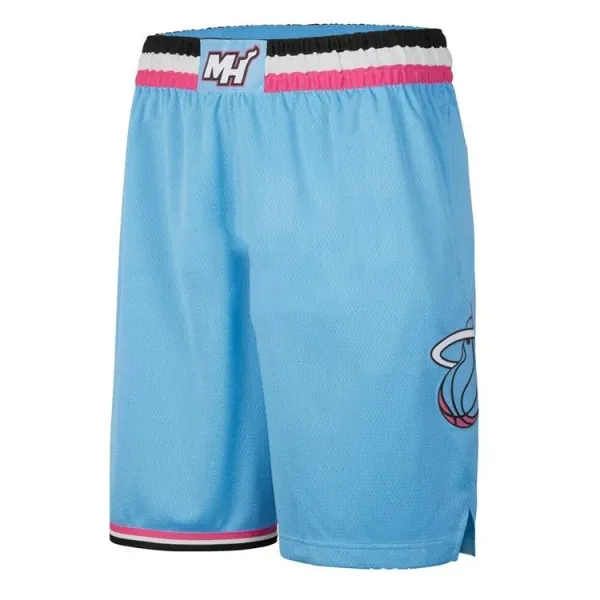 Miami Heat City Edition Shorts Light Blue Pink Black Basketball Shorts - 1