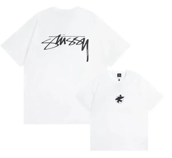 Stüssy Signature Script Logo White T-Shirt - 1
