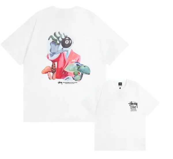 Stüssy Mushrooms in the Clouds Graphic T-Shirt White - 1