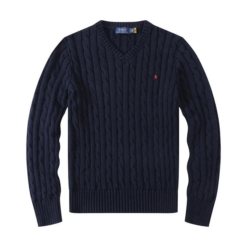 Polo Ralph Lauren Knitwear Cable-Knit Crewneck Sweater — 6011 Women's V-neck Royal Blue