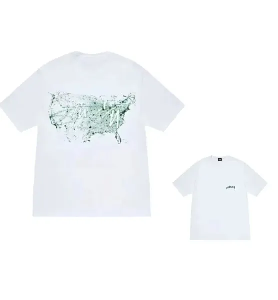 Stüssy USA Map Print T-Shirt White - 1