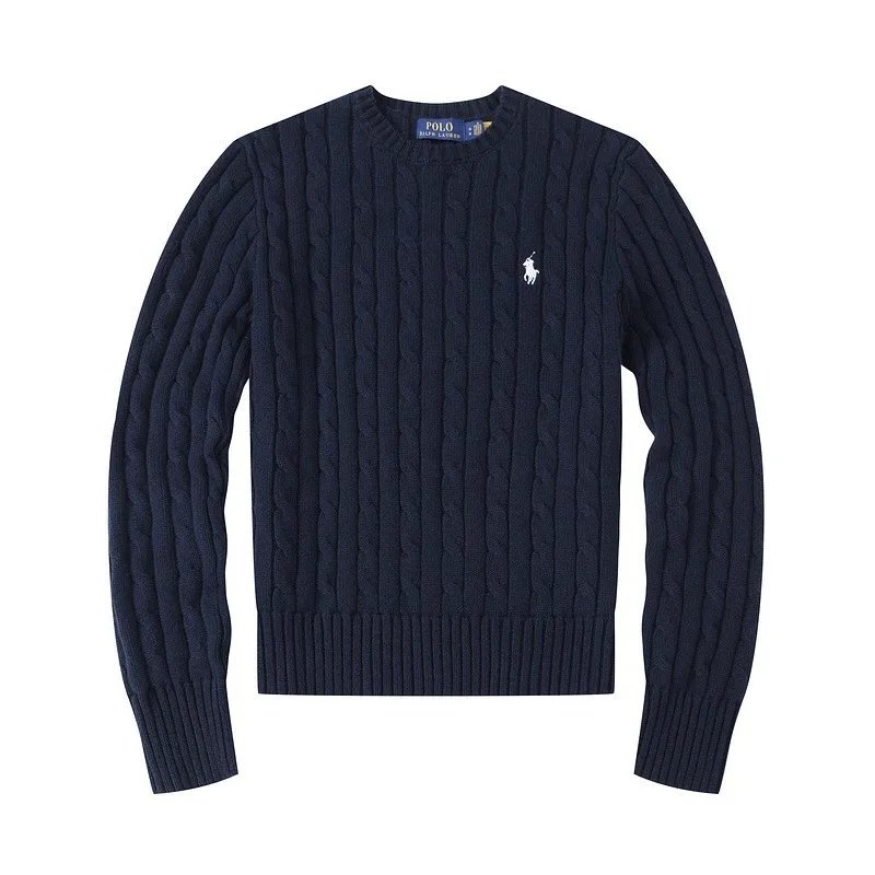 Polo Ralph Lauren Knitwear Cable-Knit Crewneck Sweater — 8501 Women Round Collar Royal Blue