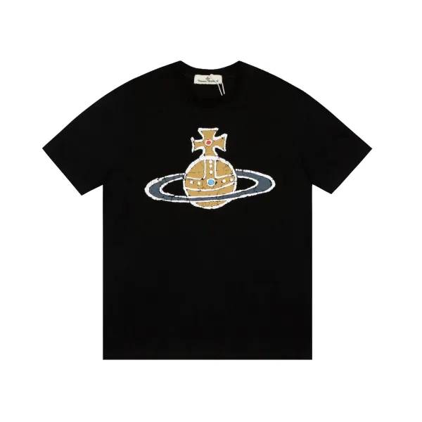 Vivienne Westwood Orb Logo Distressed Print Black T-Shirt - 1