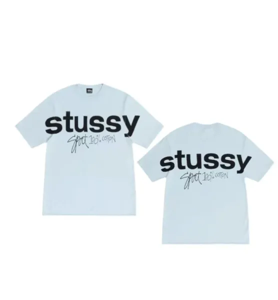 Stussy Spot 100% Cotton T-Shirt Light Blue - 1