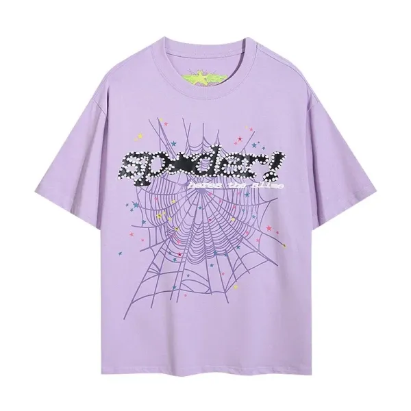 Spider! Web Graphic Print Lavender T-Shirt - 1