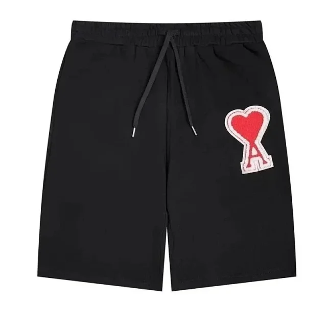 AMI Paris Shorts Drawstring with de Cœur heart patch product detail image 6