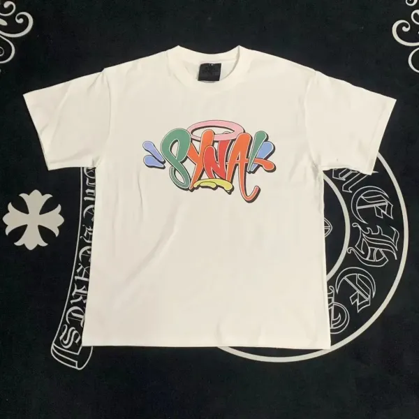 SYNA.TRIBE Graffiti Logo White T-Shirt - 1