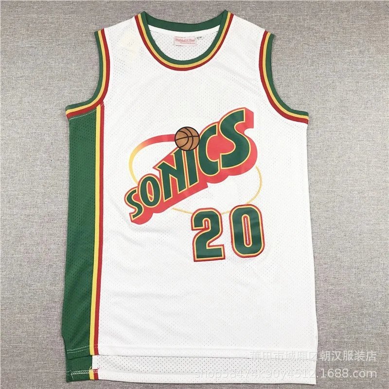 Mitchell & Ness Seattle SuperSonics 1990s Throwback Jersey White/Green/Red - 1
