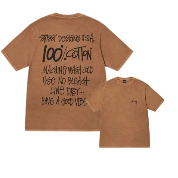 Stüssy Designs U.S.A. Care Label Tee Brown T-Shirt - 1