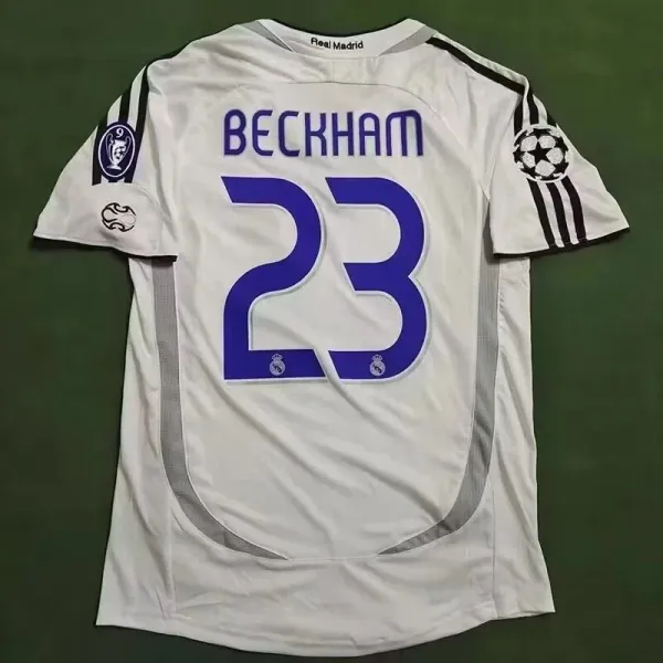 Real Madrid David Beckham #23 UEFA Champions League Away Jersey White - 1