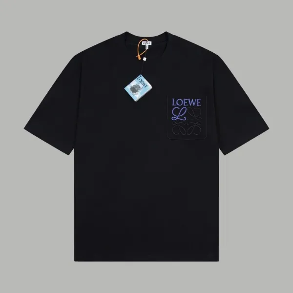 Loewe Logo Embroidered Pocket T-Shirt Black - 1