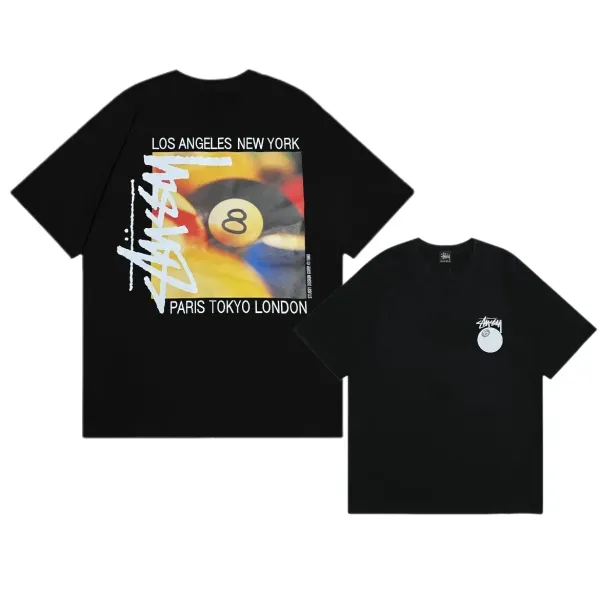 Stüssy 8-Ball City Tour Black T-Shirt - 1