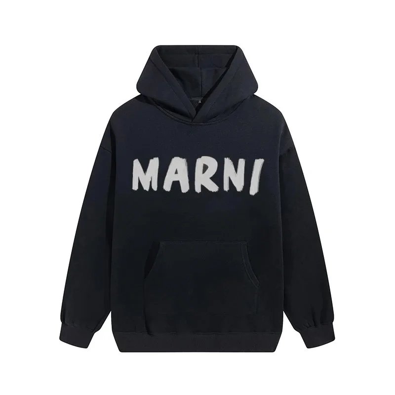 Marni Hoodies & Sweatshirts Logo-print pullover hoodie with kangaroo pocket — 2