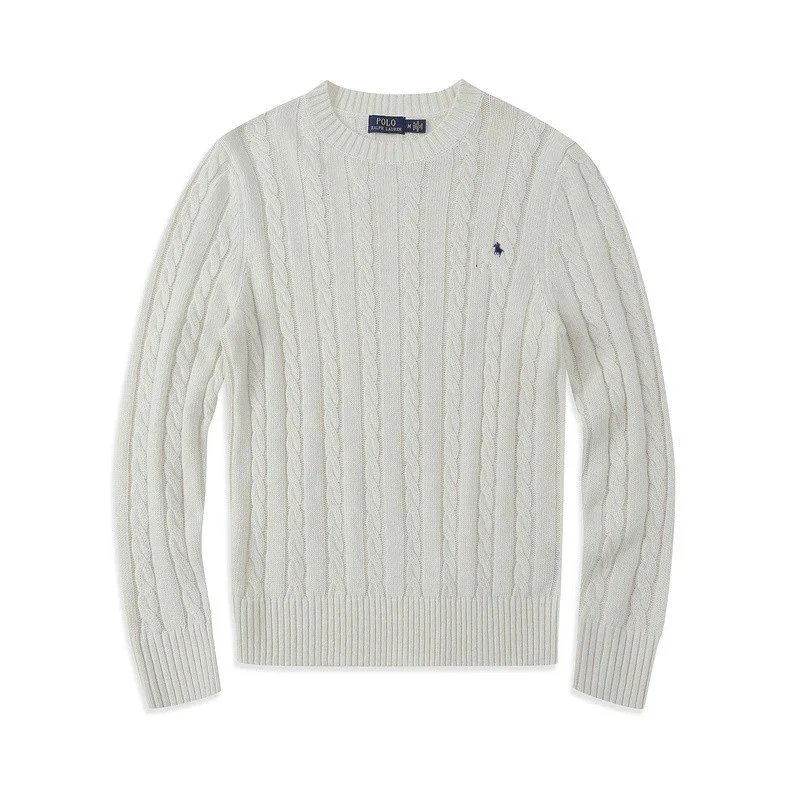 Polo Ralph Lauren Knitwear Cable-Knit Crewneck Sweater — 6005 men's white