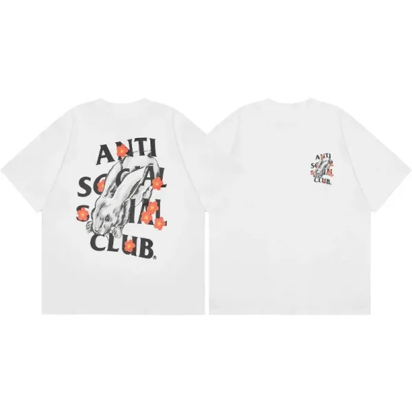 Anti Social Social Club Rabbit Floral Print White T-Shirt - 1