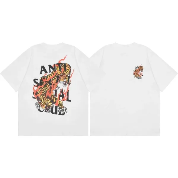 Anti Social Social Club Flame Tiger Graphic T-Shirt White - 1