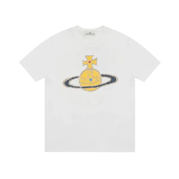 Vivienne Westwood Orb Yellow Print White T-Shirt - 1