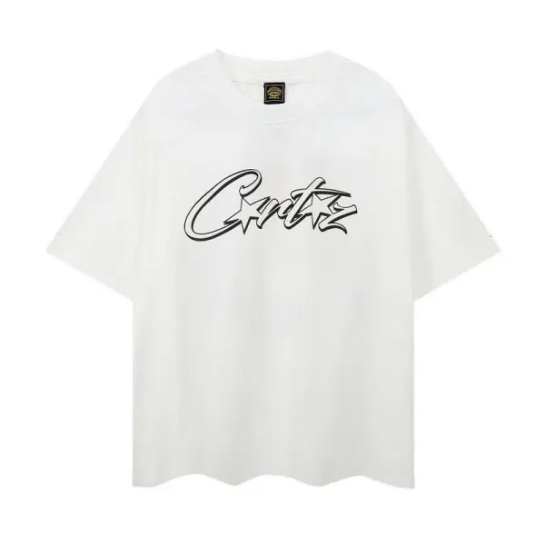 Corteiz Script Logo Oversized White T-Shirt - 1