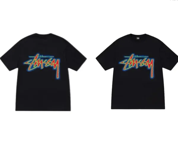 Stussy Neon Logo Graphic T-Shirt Black - 1