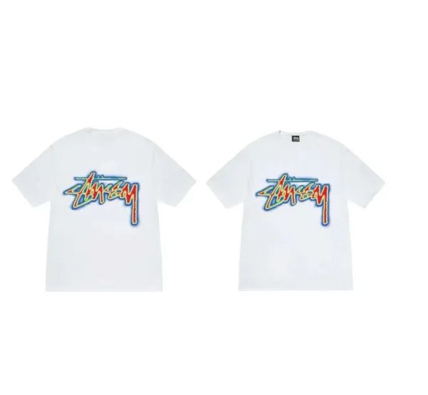 Stussy Classic Logo Multicolor Outline T-Shirt - 1