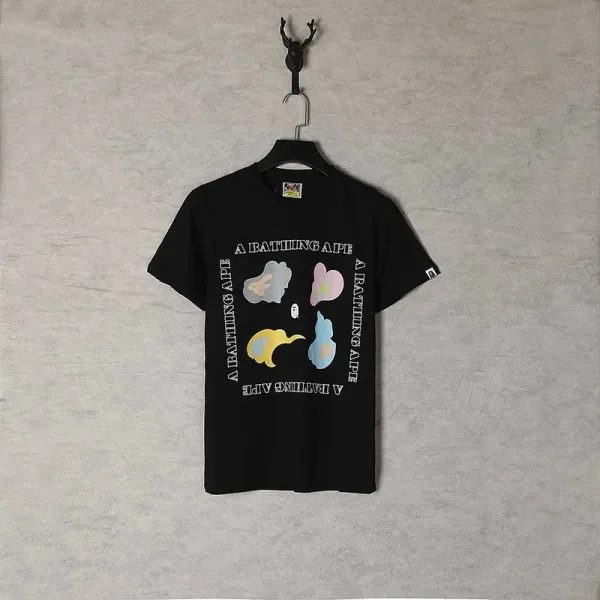 A Bathing Ape Abstract Graphic Black T-Shirt - 1