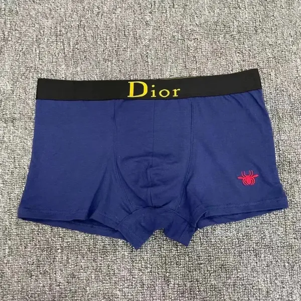 Dior Men's Blue Boxer Briefs with Red Spider Embroidery - 1