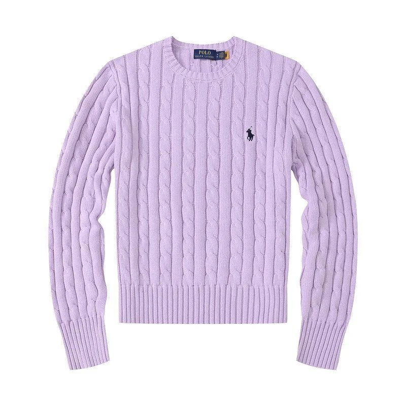Polo Ralph Lauren Knitwear Cable-Knit Crewneck Sweater — 8501 women’s round-neck purple