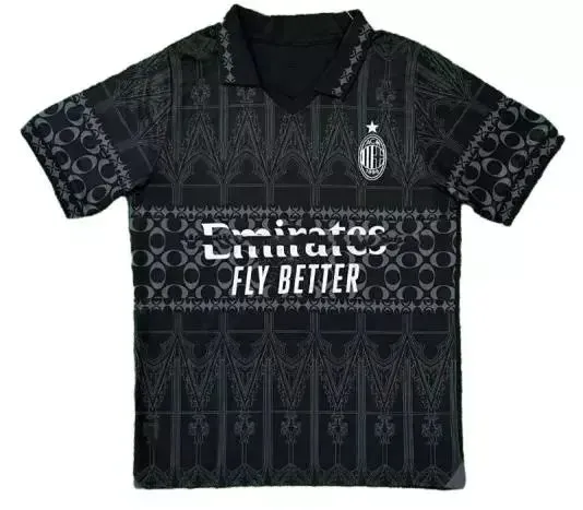 AC Milan x Emirates 2024-25 Third Jersey Black Patterned Polo - 1