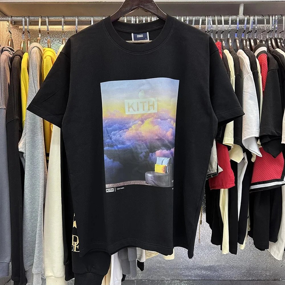 Kith T-Shirts Short-Sleeve Graphic Print Crewneck — Black 8035