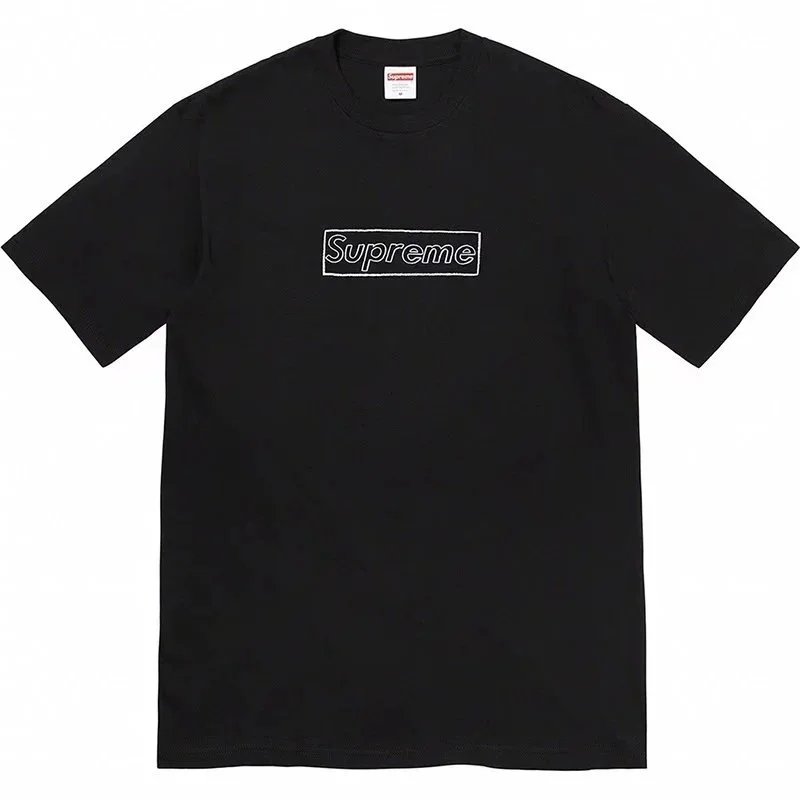 Supreme T-Shirts Short-Sleeve Graphic Print T-Shirt — B292 Chalk Black