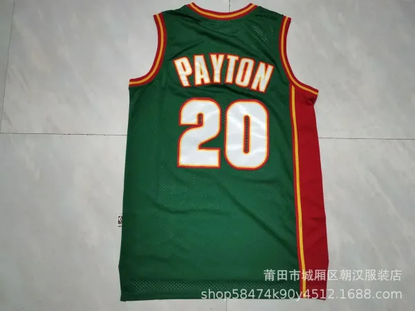 NBA Authentic Jersey Payton #20 Green Red Mesh Basketball Jersey - 1