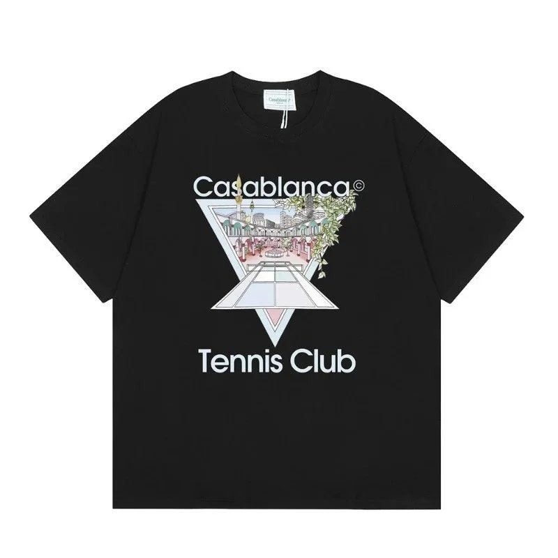 Casablanca T-Shirts Short-Sleeve Graphic Logo T-Shirt — C22 Black