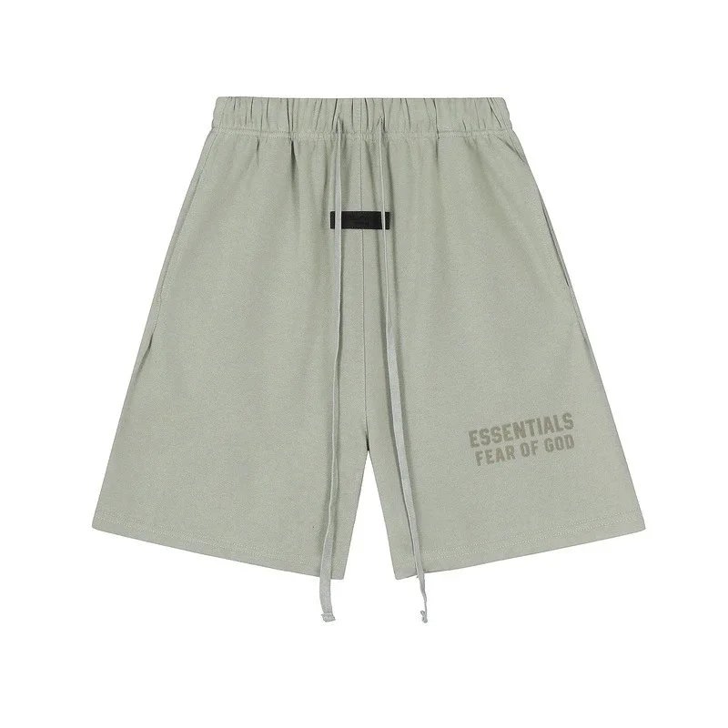 Fear of God Shorts ESSENTIALS drawstring logo — A2310 Matcha Green (Flocked Letters)