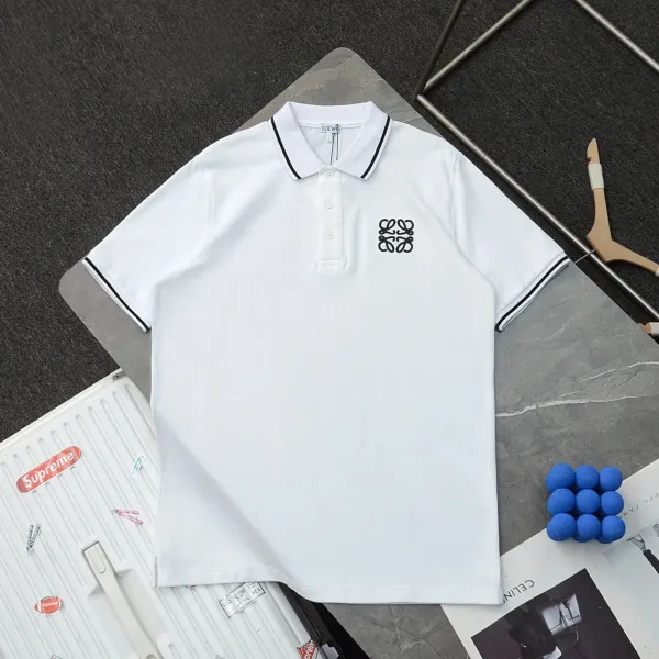 Loewe Anagram Logo White Polo Shirt - 1
