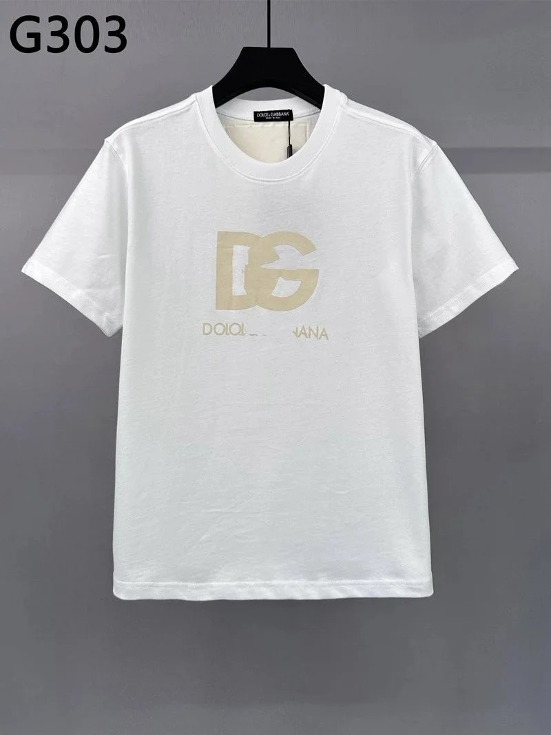 Dolce & Gabbana T-Shirts Short-Sleeve Logo Graphic Crewneck — G303 White