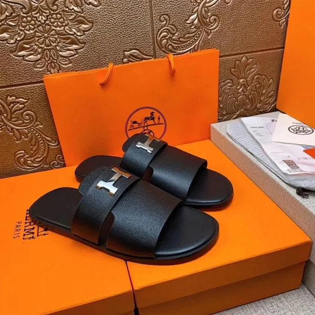 Hermès Sandals Open-Toe Double-Strap H-Hardware Slides product detail image 10